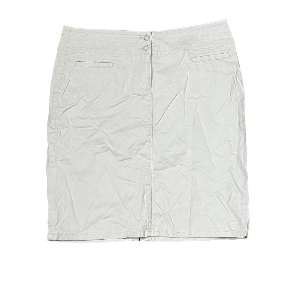 J.Jill Live In Chino Pencil Skirt Two Button Stretch Beige Split Back Women Sz.4